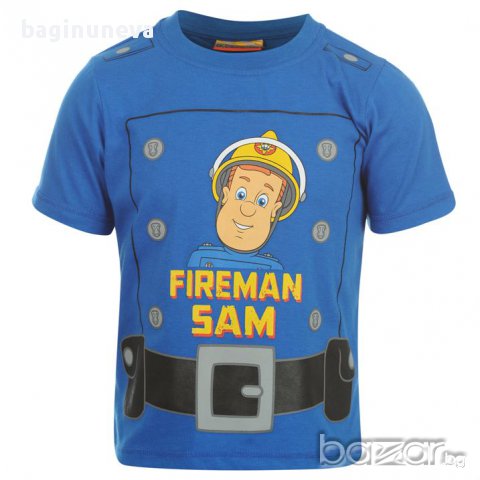 Нова детска синя тениска от Англия с Пожарникаря Сам-размер-5-6г-7-8г