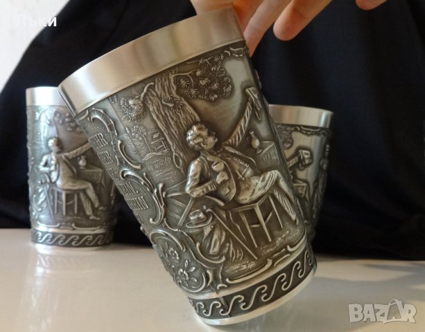 Гравирана чаша,халба от калай 350 мл. , снимка 4 - Антикварни и старинни предмети - 25785078