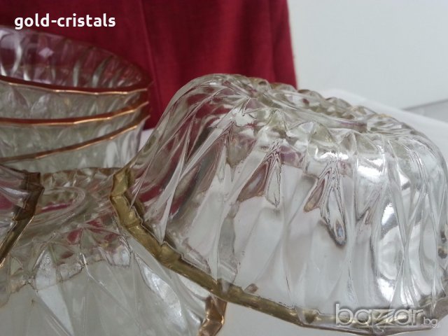 ретро кристални купички с златен кант, снимка 13 - Антикварни и старинни предмети - 20416901