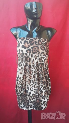 Леопардова рокля бюстие тип балон  С
