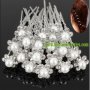 Луксозни фуркети с перла и кристали под форма на нежно цвете, снимка 1 - Аксесоари за коса - 25968208