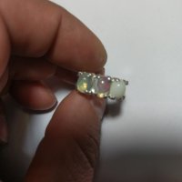 Сребърен пръстен с Опали, снимка 3 - Пръстени - 20885384