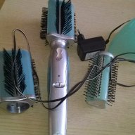 Ел четка за коса с зарядно и акумулатор с 3 приставки-от швеицария, снимка 4 - Преси за коса - 16956287