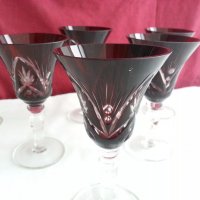 кристални чаши цветен червен кристал, снимка 12 - Сервизи - 20027062