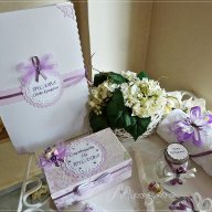 Комплект за кръщене в лилаво с кръстче, снимка 3 - Подаръци за кръщене - 16209824