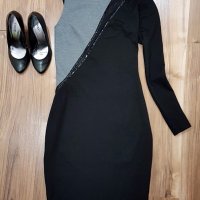 РАЗПРОДАЖБА STEFANEL черна рокля молив с един ръкав, снимка 7 - Рокли - 19450555