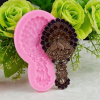 Разперен паун опашка на стойка силиконов молд форма декор украса торта фондан, снимка 1 - Форми - 22161562