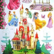огромен приказен замък с принцеси стикер лепенка самозалепващ за стена и мебел детска стая , снимка 2 - Други - 14173648
