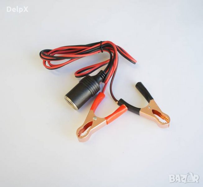 Автомобилна букса за запалка(ж) с щипки крокодил 1,5m, снимка 1