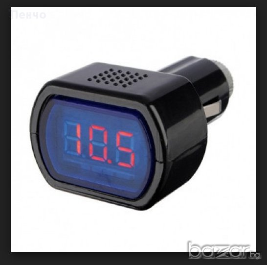 Тестер за акумулатор с Led дисплей Дигитален волтметър за кола без монтажи мобилен за запалка, снимка 1