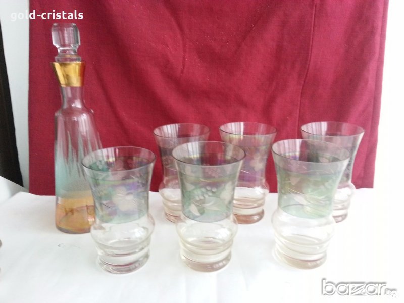 Ретро стъклени чаши и гарафа  , снимка 1