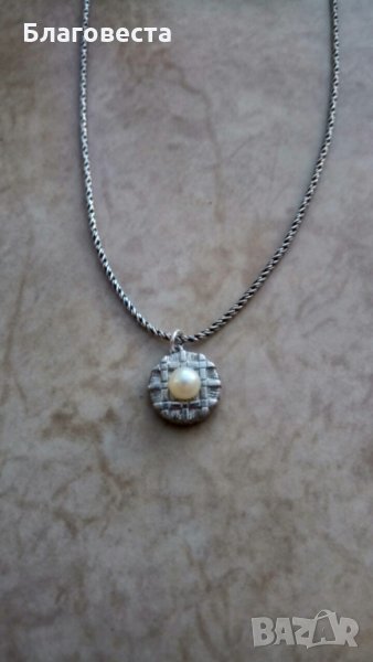 Сребърно колие с натурална перла , снимка 1