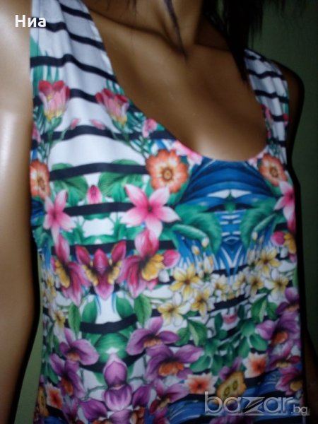 Пъстроцветна туника(рокля) за едра дама с интересен гръб-, снимка 1