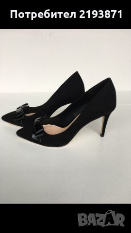 Елегантни черни велурени обувки Kurt Geiger номер 37 и номер 40, снимка 2 - Дамски обувки на ток - 24280076