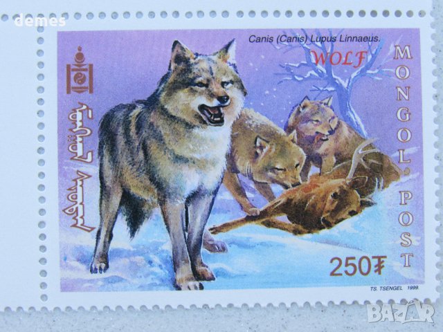 Вълк-блок марки, 2000 г., Монголия , снимка 6 - Филателия - 21575735