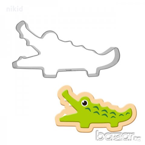 Голям крокодил Алигатор метален резец форма за украса декорация торта мъфин сладка бисквитка