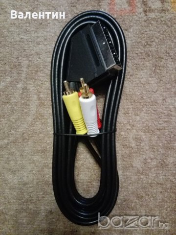 Нов кабел scart (еврожак) към чинч (RCA) - 1,5 метра, снимка 2 - Кабели и адаптери - 18419404