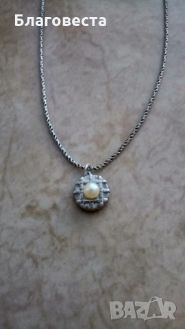 Сребърно колие с натурална перла , снимка 1