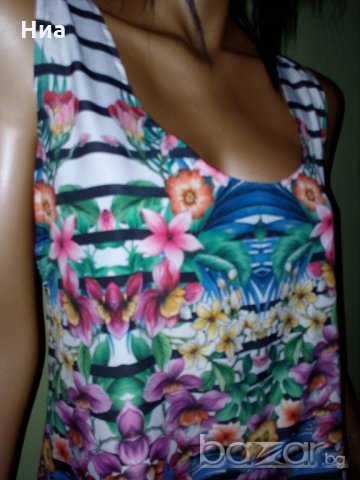 Пъстроцветна туника(рокля) за едра дама с интересен гръб-, снимка 1 - Рокли - 21363632