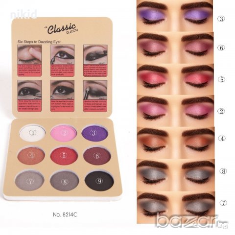 Classic Queen Pro.Color 9 palette eyeshadow Класик палитра за ослепителен грим сенки 9 цвята, снимка 7 - Декоративна козметика - 21233134