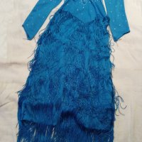 Нов наличен костюм за танци с ресни – светло син , снимка 1 - Детски комплекти - 20157841