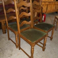 Масивен стол с дамаска от плюш - внос от Европа 4 бр , снимка 2 - Столове - 22378298