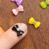 12 цвята пластмасови  панделки с камъчета бижу за нокти декорация украса за маникюр