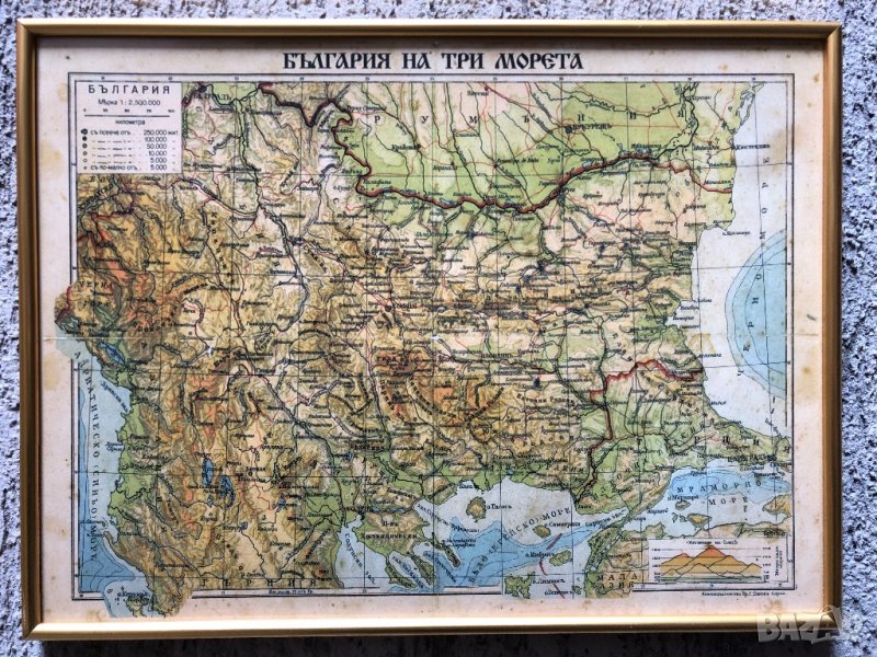Стара карта България на три морета-копие, снимка 1