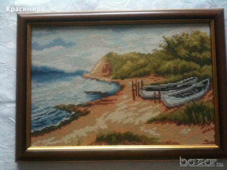 Гоблен"Лодки на брега", снимка 1