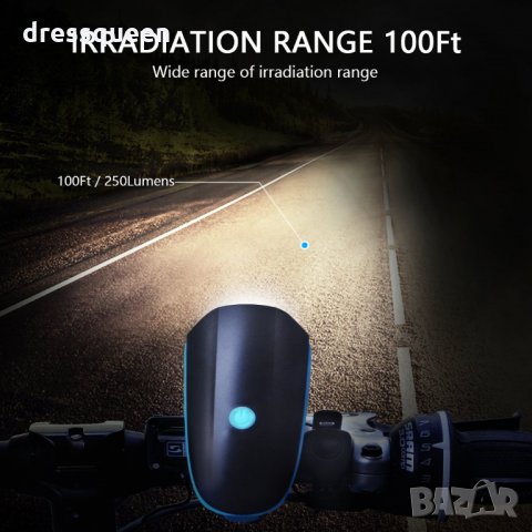 2141 Мощен LED  T6 фар със електронен звънез за велосипед, снимка 4 - Аксесоари за велосипеди - 24774600