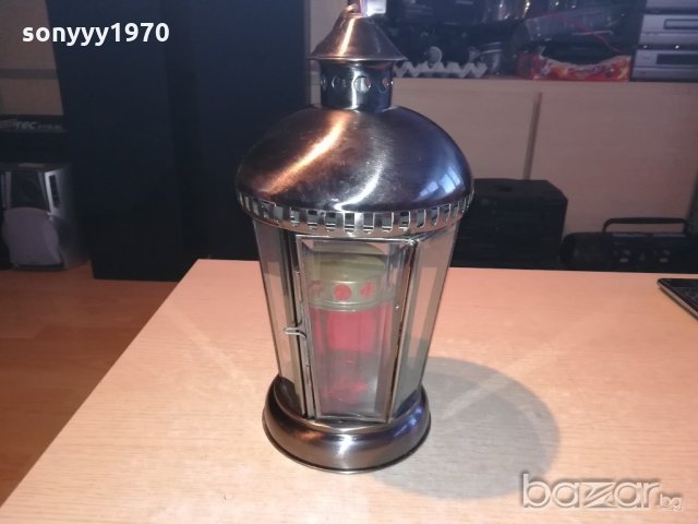 иноксов фенер с стъкла-за свещ-внос холандия-34х19см, снимка 10 - Колекции - 20893381