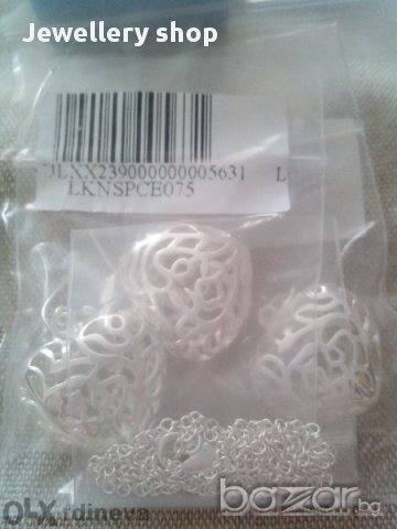 Сребърни комплект обеци и колие Сърце, код 0722, снимка 3 - Бижутерийни комплекти - 9306051