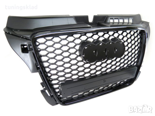 ЧЕРНА РЕШЕТКА ЗА AUDI A3 (2009-2011) ТИП RS БЕЗ ОТВОРИ ЗА ПАРКТРОНИК