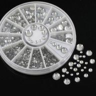 6 размера сребристи заоблени камъчета кристали капси декорация 3д ефект за нокти маникюр и не само, снимка 1 - Продукти за маникюр - 16661376