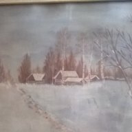 стара картина-зимен пейзаж, снимка 1 - Картини - 18277475