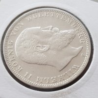 3 марки 1909 F Вюртемберг Германия Рядка Сребърна монета, снимка 5 - Нумизматика и бонистика - 20740368