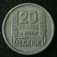 20 франка 1956, Алжир, снимка 1 - Нумизматика и бонистика - 16337564