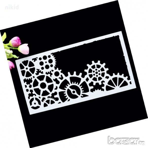 Зъбни колела стенсил спрей за торта украса кекс декорация, снимка 1