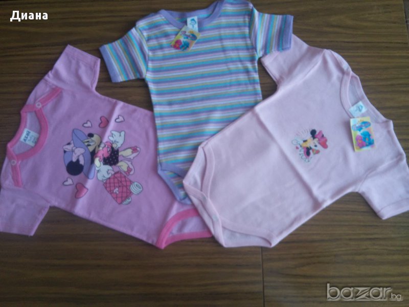 Бебешко боди с къс ръкав за момиче 3 бр., снимка 1
