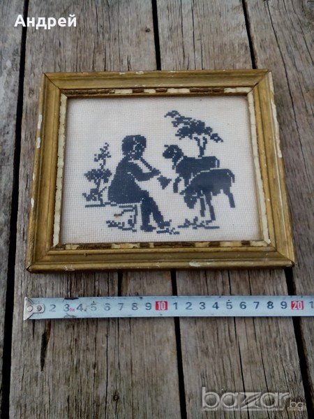 Старинна бродирана картина, снимка 1