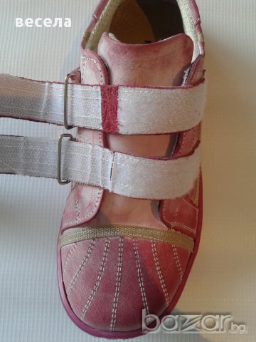 Детски обувки за момиче от естествена кожа с лепенки, ортопедични, снимка 2 - Детски маратонки - 9756229