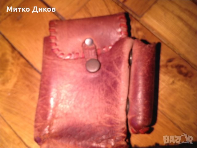 Калъвче за цигари и запалка от естествена кожа за колан