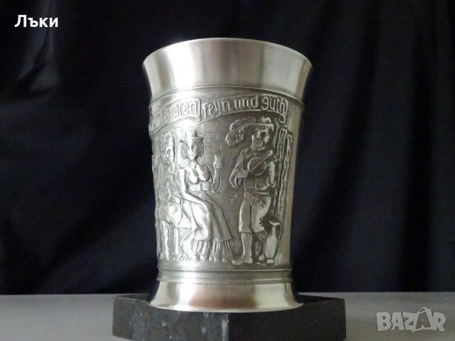 Гравирана чаша,халба от калай BMF. , снимка 1 - Антикварни и старинни предмети - 25737095