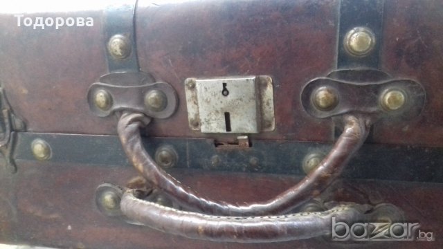 Старинен пътнически куфар от дилижанс, снимка 4 - Антикварни и старинни предмети - 18965247