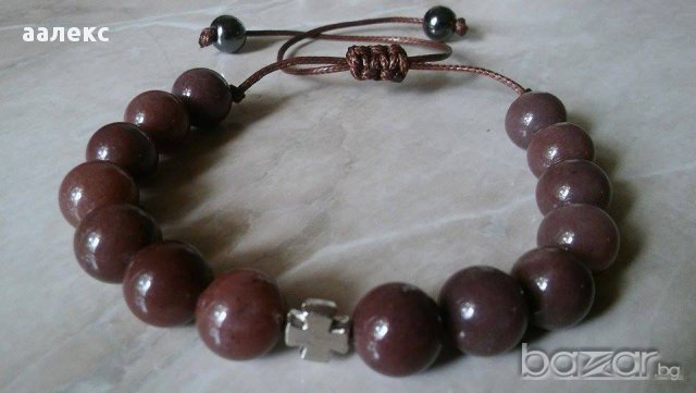 Ръчно изработена мъжка гривна Шамбала от естествени камъни