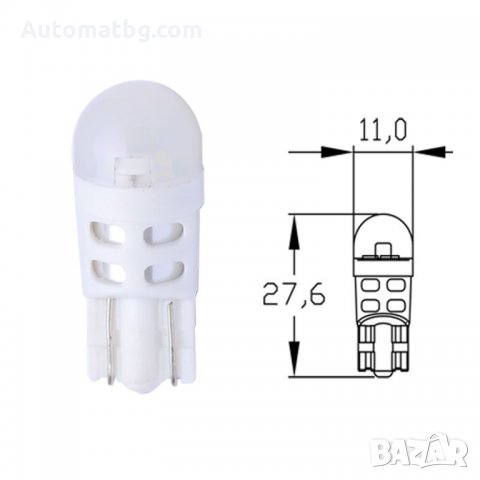 T10 LED 3SMD 12V Бяла светлина, снимка 2 - Аксесоари и консумативи - 24378557