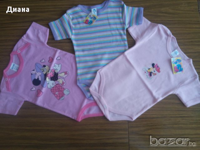 Бебешко боди с къс ръкав за момиче 3 бр., снимка 1