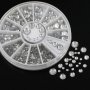 6 размера сребристи заоблени камъчета кристали капси декорация 3д ефект за нокти маникюр и не само