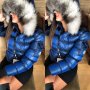 Дамско яке с естествена лисица blue Moncler