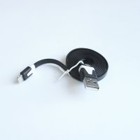 Кабел плосък черен за iPhone5/6 USB-А(м)/Apple lighining(м) 1,2m